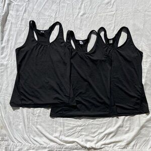 Plain black racerback style workout tops x3 - Size M